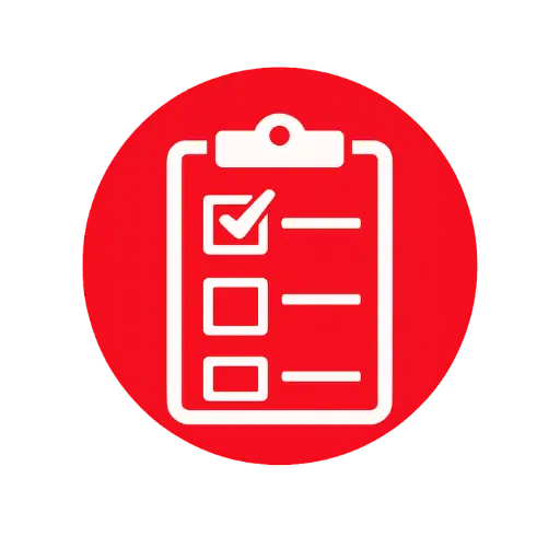 clipboard icon in red circle