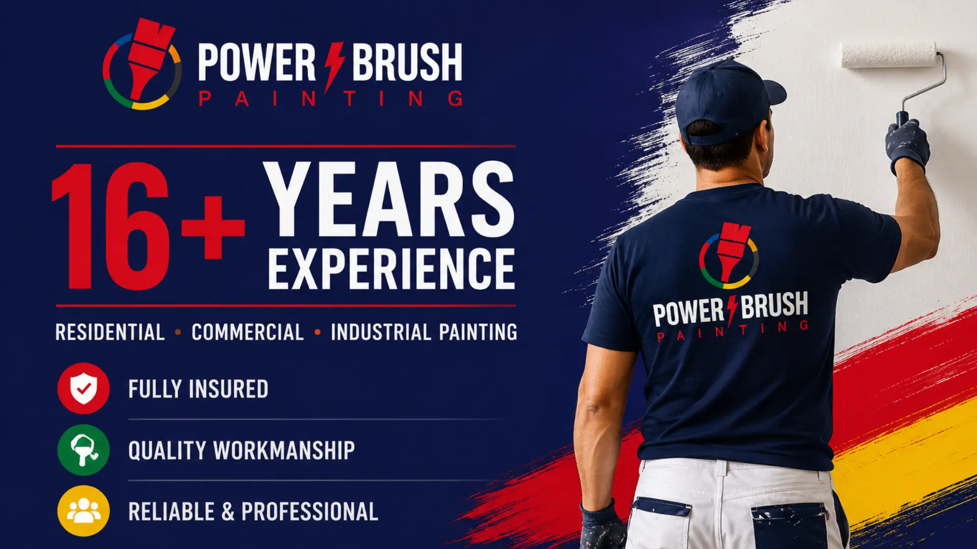 Professional painter from Power Brush Painting completing interior painting work. Residential, commercial and industrial painting services across Melbourne and Victoria.